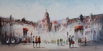 Schilderij stadsgezicht 70x140