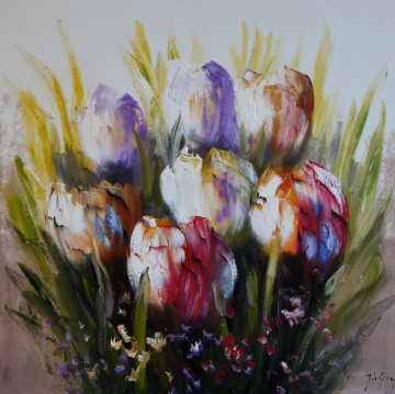 Schilderij tulpen 100x100
