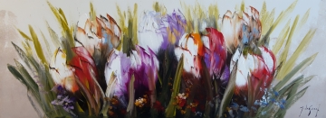 Schilderij tulpen 60x160