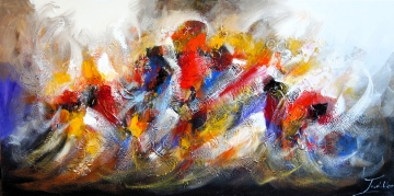 Schilderij abstract 70x140