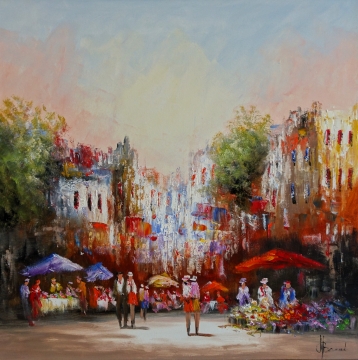 Schilderij stadsgezicht 100x100