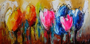 Schilderij tulpen 70x140