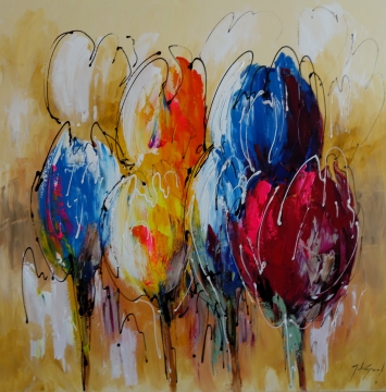 Schilderij tulpen 100x100