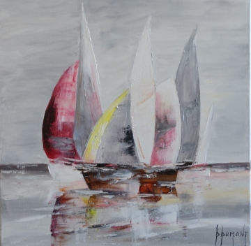 Schilderij zeilboten 60x60