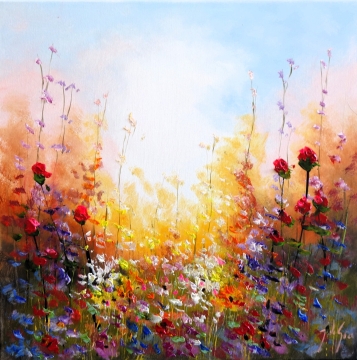Schilderij bloemenveld 60x60