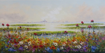 Schilderij landschap 70x140