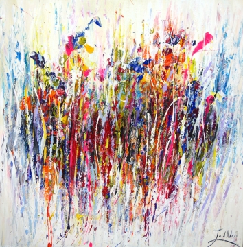 Schilderij kleurenstorm 80x80