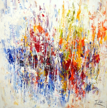 Schilderij kleurenstorm 80x80