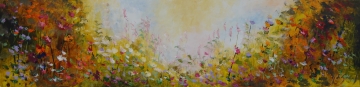 Schilderij bloemenveld 30x120