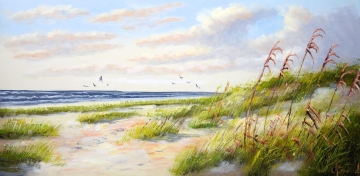 Schilderij strandzicht 70x140