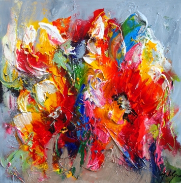 Schilderij bloemen 50x50