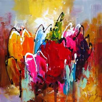Schilderij bloemen 50x50