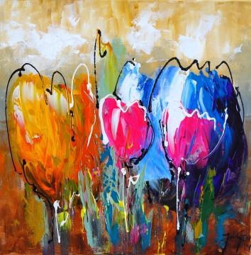 Schilderij bloemen 50x50
