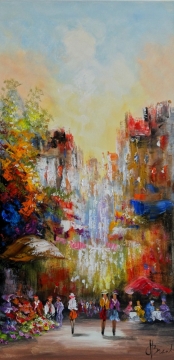 Schilderij stadsgezicht 50x100