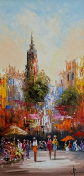 Schilderij stadsgezicht 50x100