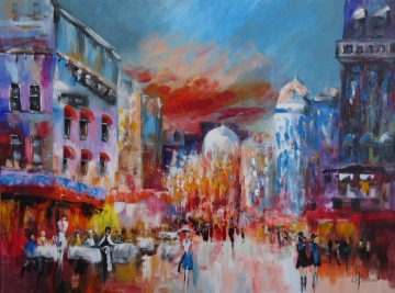 Schilderij stadsgezicht 90x120 