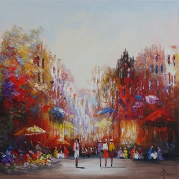 Schilderij stadsgezicht 100x100