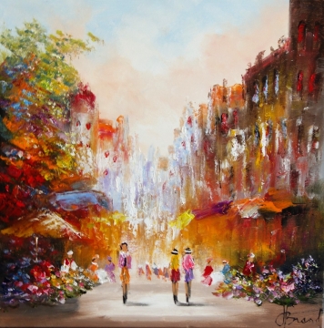 Schilderij stadsgezicht 60x60