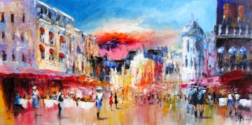 Schilderij stadsgezicht 50x100