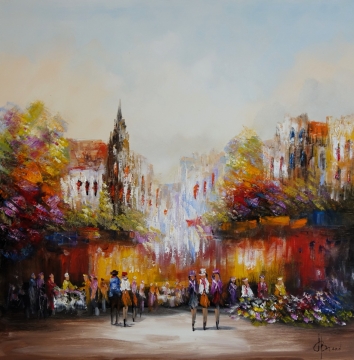 Schilderij stadsgezicht 100x100