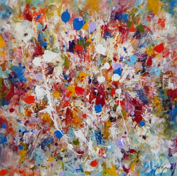 Schilderij kleurenstorm 80x80