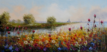 Schilderij landschap 70x140