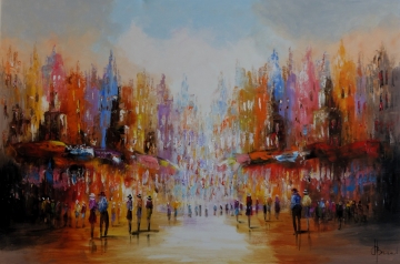 Schilderij stadsgezicht 100x150