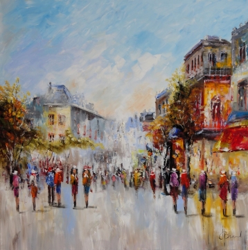 Schilderij stadsgezicht 100x100