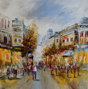 Schilderij stadsgezicht 100x100