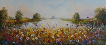 Schilderij landschap 70x160