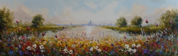 Schilderij landschap 60x180