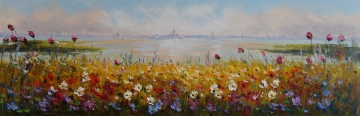 Schilderij landschap 60x180