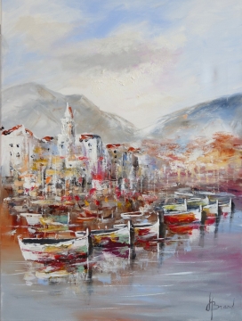 Schilderij havenzicht 60x80
