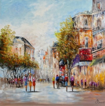 Schilderij stadsgezicht 100x100