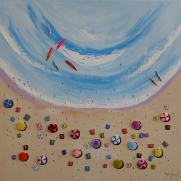 Schilderij strand100x100