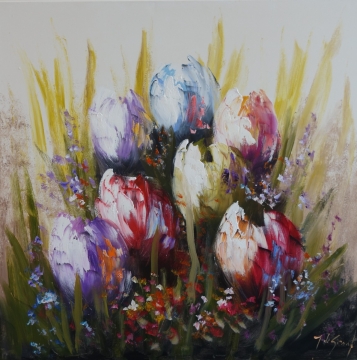 Schilderij tulpen 100x100