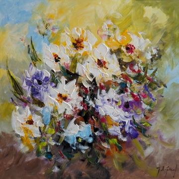 Schilderij bloemen 80x80