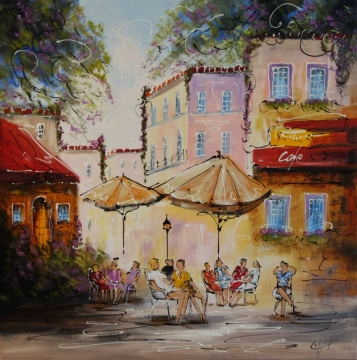 Schilderij stadsgezicht 100x100
