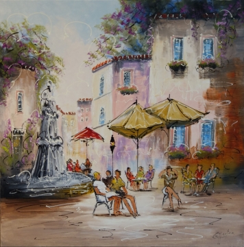 Schilderij stadsgezicht 100x100