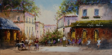 Schilderij modern stadsgezicht 70x140