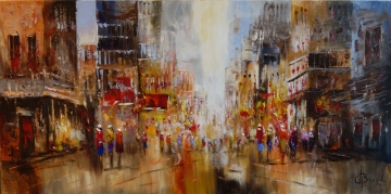 Schilderij stadsgezicht 70x140