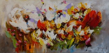Schilderij bloemen 60x120