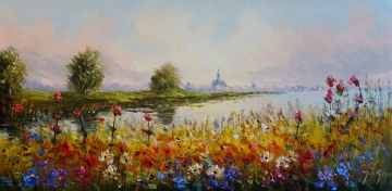 Schilderij landschap 70x140