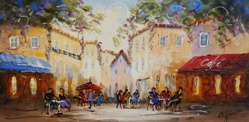 Schilderij modern stadsgezicht 50x100