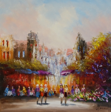 Schilderij stadsgezicht 60x60