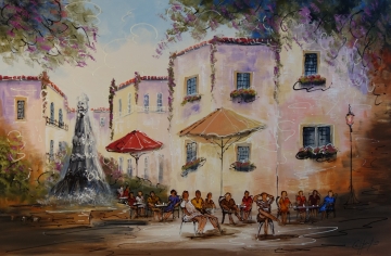 Schilderij modern stadsgezicht 100x150