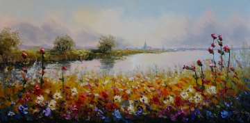 Schilderij landschap 70x140