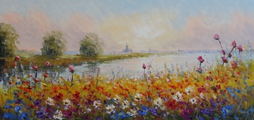 Schilderij landschap 70x140