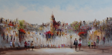 Schilderij stadsgezicht 70x140