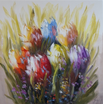 Schilderij tulpen 100x100